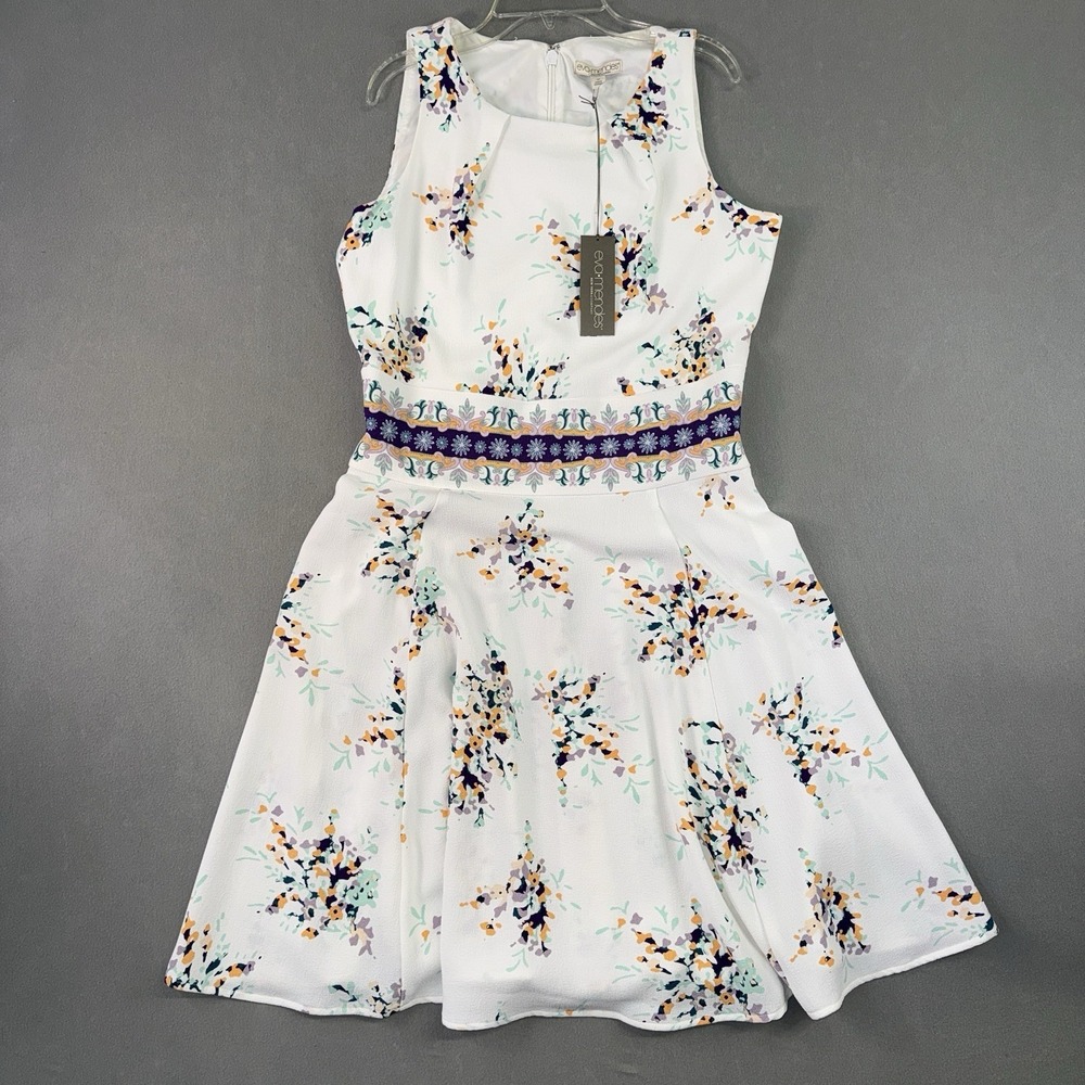 Eva Mendes New York & Company Floral Flare Wedding Guest Dress White Size 10
